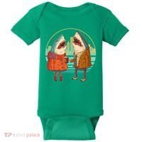 Funny Hipster Shark Couple Baby Bodysuit thumb 0