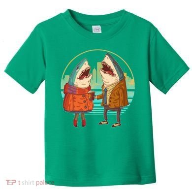 Funny Hipster Shark Couple Toddler T-Shirt
