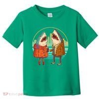 Funny Hipster Shark Couple Toddler T-Shirt thumb 0