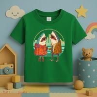 Funny Hipster Shark Couple Toddler T-Shirt thumb 3