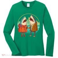 Funny Hipster Shark Couple Women's Long Sleeve Shirt thumb 0