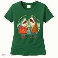 Funny Hipster Shark Couple Women's T-Shirt thumb 0