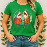Funny Hipster Shark Couple Women's T-Shirt thumb 2