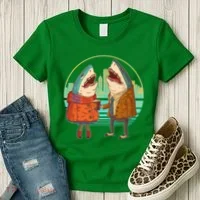 Funny Hipster Shark Couple Women's T-Shirt thumb 3