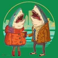 Funny Hipster Shark Couple Women's T-Shirt thumb 6