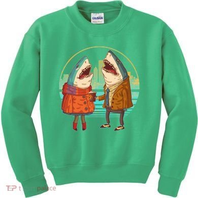 Funny Hipster Shark Couple Kids Sweatshirt