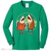 Funny Hipster Shark Couple Kids Long Sleeve Shirt thumb 0