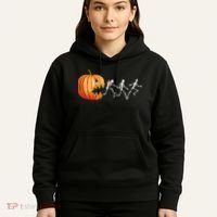 Funny Halloween Skeleton Running Pumpkin Jack O Lantern Eating Hoodie thumb 5