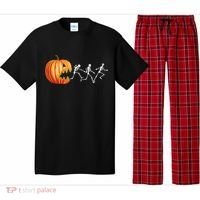 Funny Halloween Skeleton Running Pumpkin Jack O Lantern Eating Pajama Set thumb 0