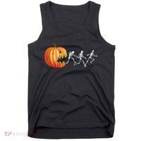 Funny Halloween Skeleton Running Pumpkin Jack O Lantern Eating Tank Top thumb 0