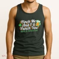Funny Happy St Patrick's Day Pinch Me And I'll Punch You Tank Top thumb 3