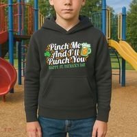 Funny Happy St Patrick's Day Pinch Me And I'll Punch You Kids Hoodie thumb 2