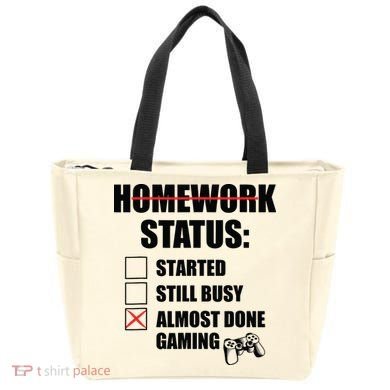 Funny Homework Status Still Busy Gaming Gamer Meme Tote Bag