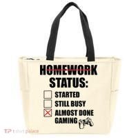 Funny Homework Status Still Busy Gaming Gamer Meme Tote Bag thumb 0