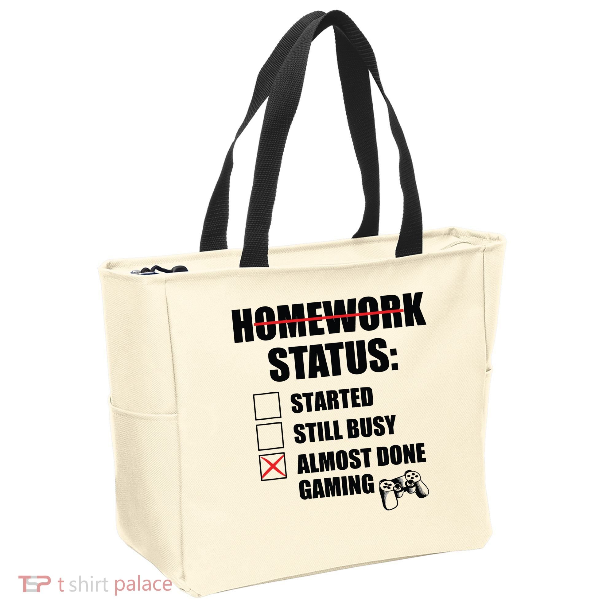 Funny Homework Status Still Busy Gaming Gamer Meme Tote Bag