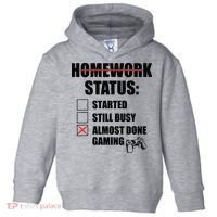 Funny Homework Status Still Busy Gaming Gamer Meme Toddler Hoodie thumb 0