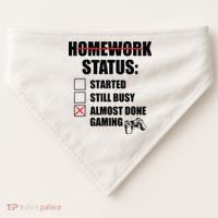 Funny Homework Status Still Busy Gaming Gamer Meme USA-Made Doggie Bandana thumb 0