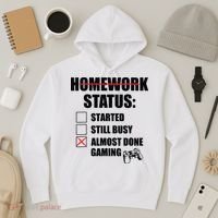 Funny Homework Status Still Busy Gaming Gamer Meme Hoodie thumb 3