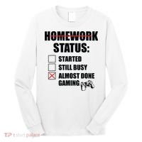 Funny Homework Status Still Busy Gaming Gamer Meme Long Sleeve Shirt thumb 0