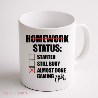 Funny Homework Status Still Busy Gaming Gamer Meme Coffee Mug back