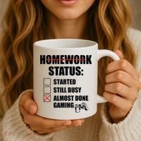 Funny Homework Status Still Busy Gaming Gamer Meme Coffee Mug thumb 3
