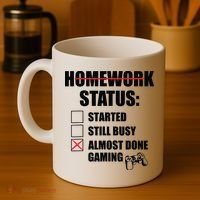 Funny Homework Status Still Busy Gaming Gamer Meme Coffee Mug thumb 4