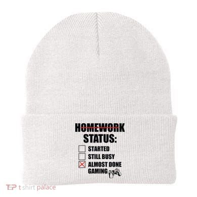 Funny Homework Status Still Busy Gaming Gamer Meme Beanie
