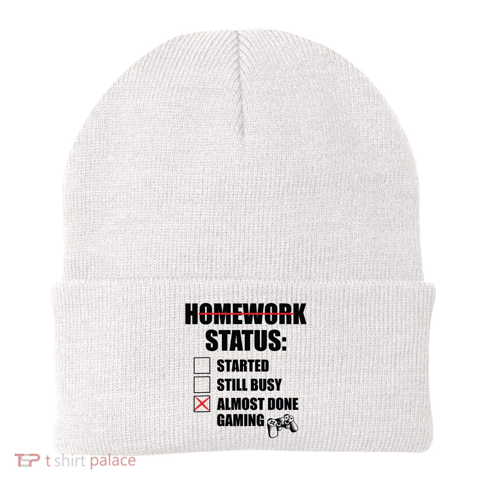 Funny Homework Status Still Busy Gaming Gamer Meme Beanie