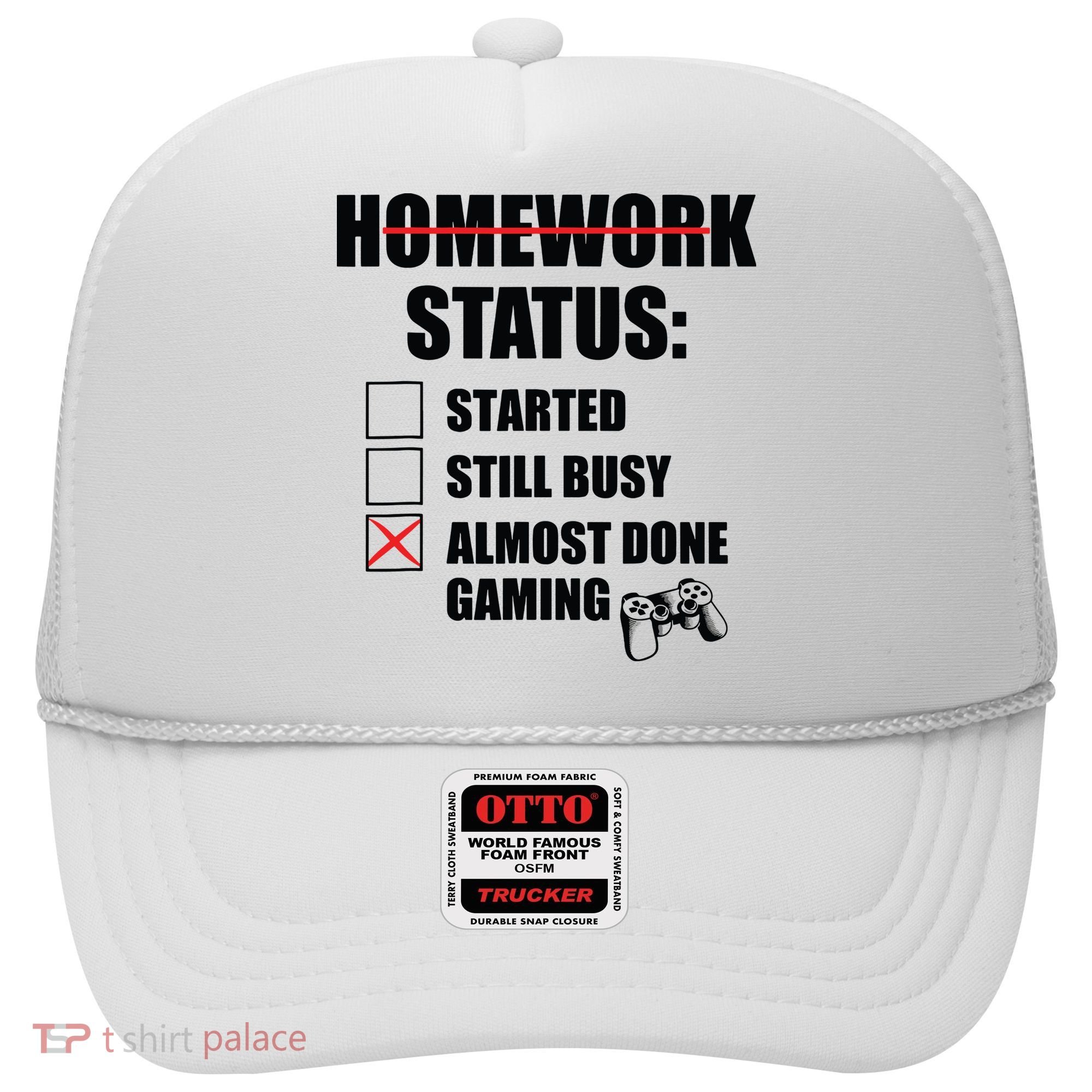 Funny Homework Status Still Busy Gaming Gamer Meme Hat