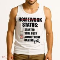 Funny Homework Status Still Busy Gaming Gamer Meme Tank Top thumb 3