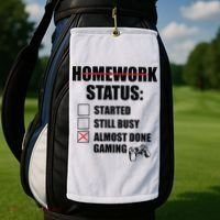 Funny Homework Status Still Busy Gaming Gamer Meme Golf Towel thumb 2
