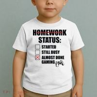 Funny Homework Status Still Busy Gaming Gamer Meme Toddler T-Shirt thumb 2