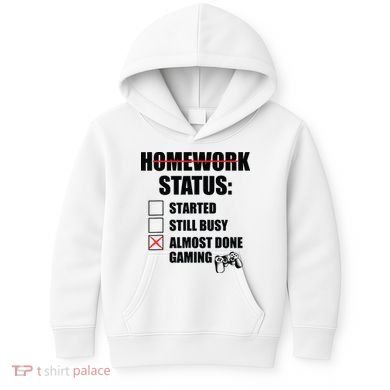 Funny Homework Status Still Busy Gaming Gamer Meme Kids Hoodie