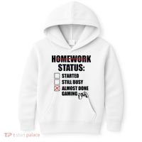 Funny Homework Status Still Busy Gaming Gamer Meme Kids Hoodie thumb 0