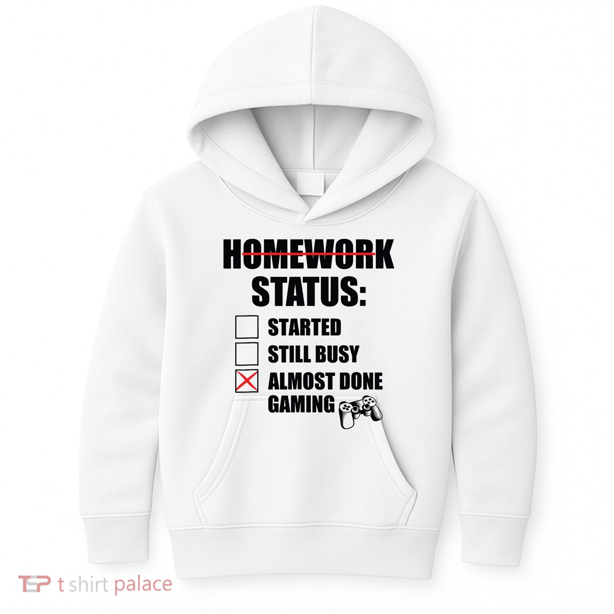 Funny Homework Status Still Busy Gaming Gamer Meme Kids Hoodie