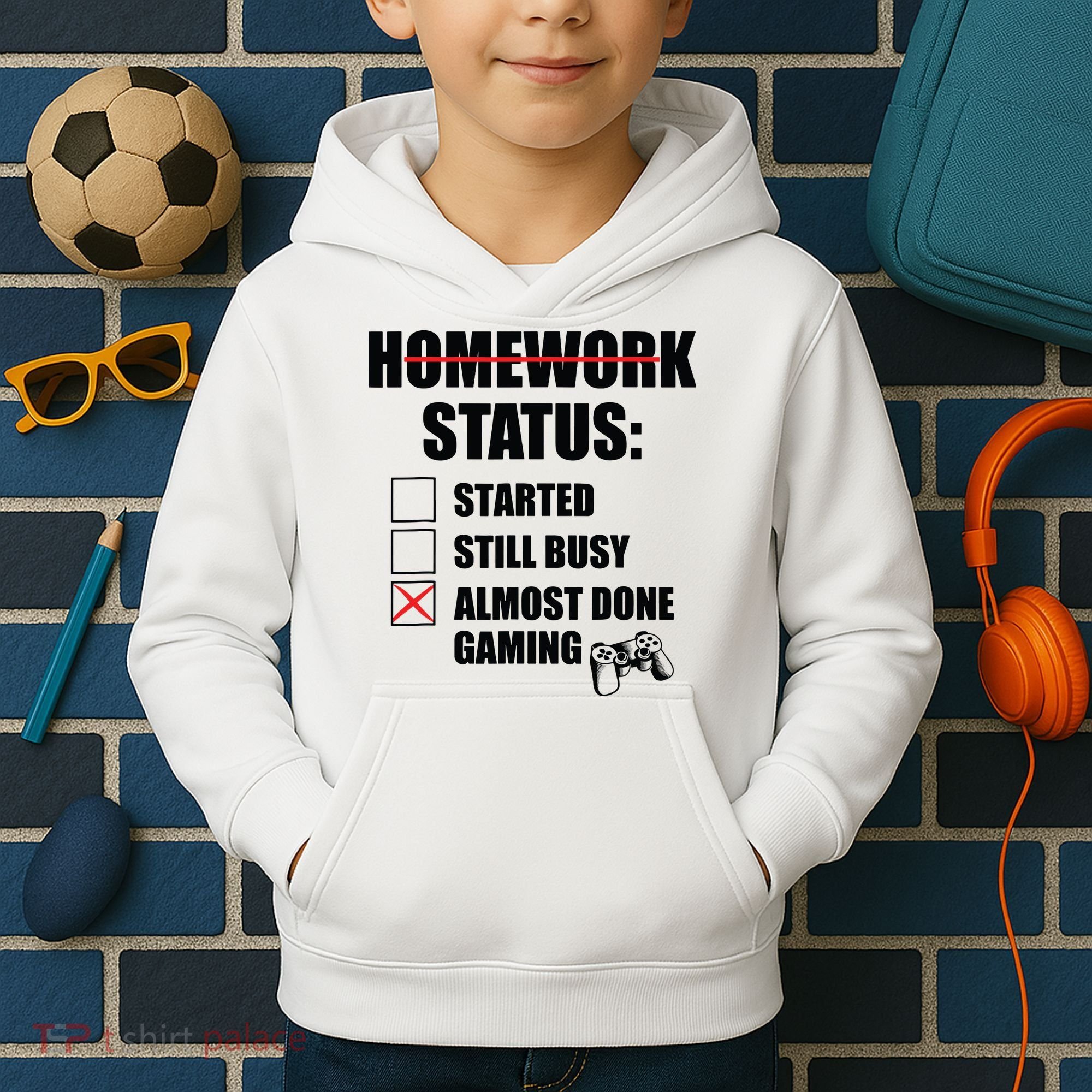 Funny Homework Status Still Busy Gaming Gamer Meme Kids Hoodie
