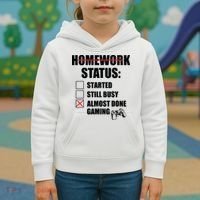 Funny Homework Status Still Busy Gaming Gamer Meme Kids Hoodie thumb 3