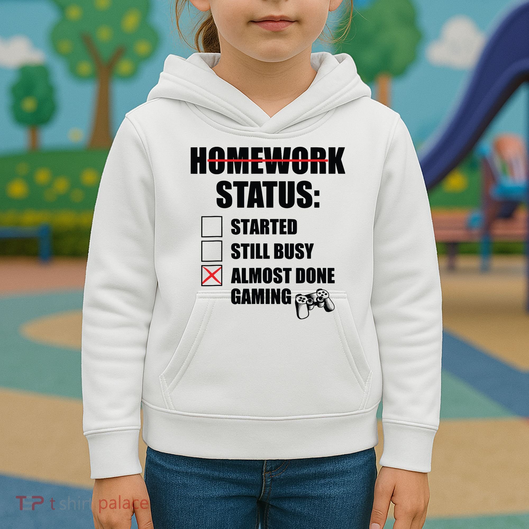 Funny Homework Status Still Busy Gaming Gamer Meme Kids Hoodie