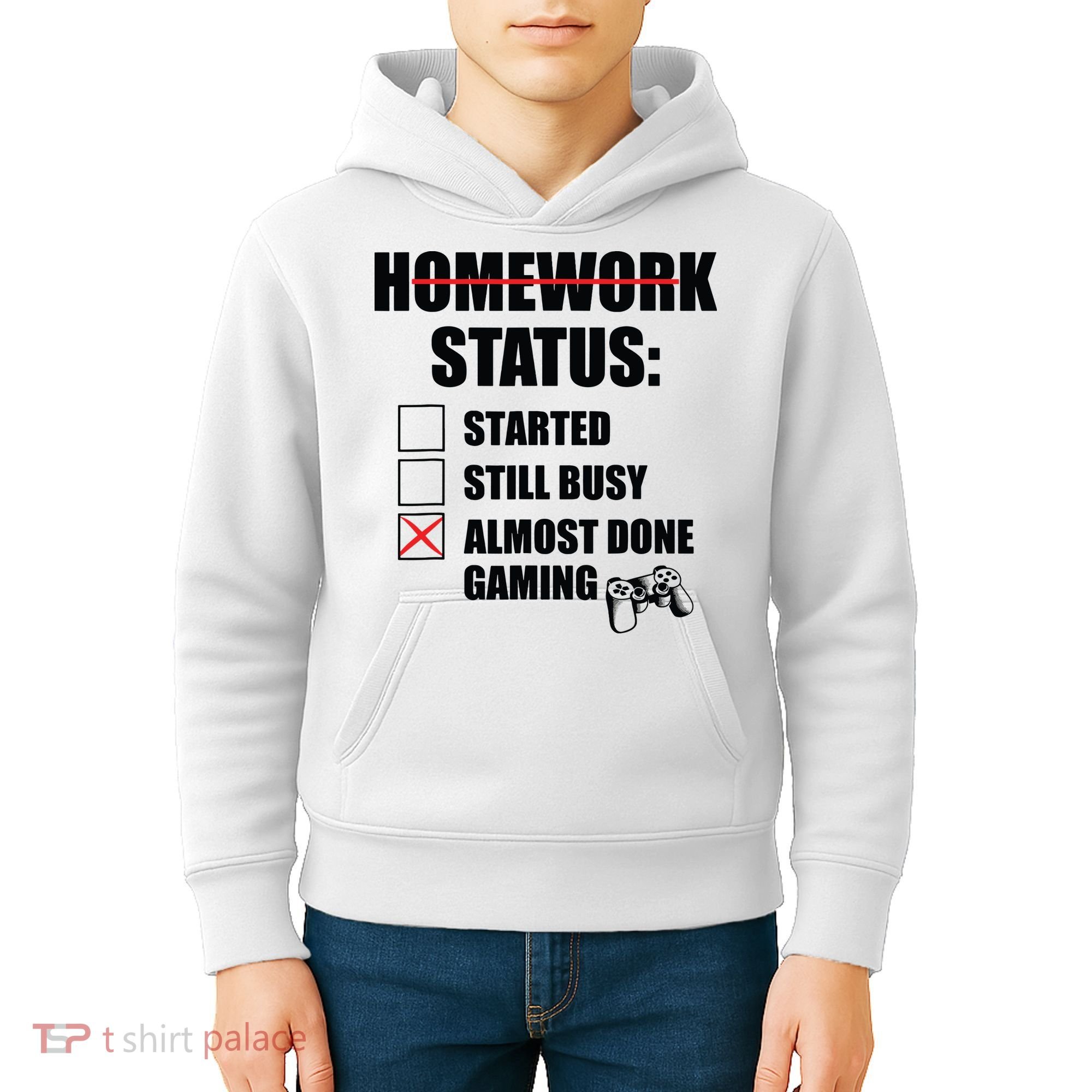 Funny Homework Status Still Busy Gaming Gamer Meme Kids Hoodie