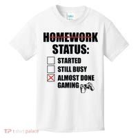 Funny Homework Status Still Busy Gaming Gamer Meme Kids T-Shirt thumb 0