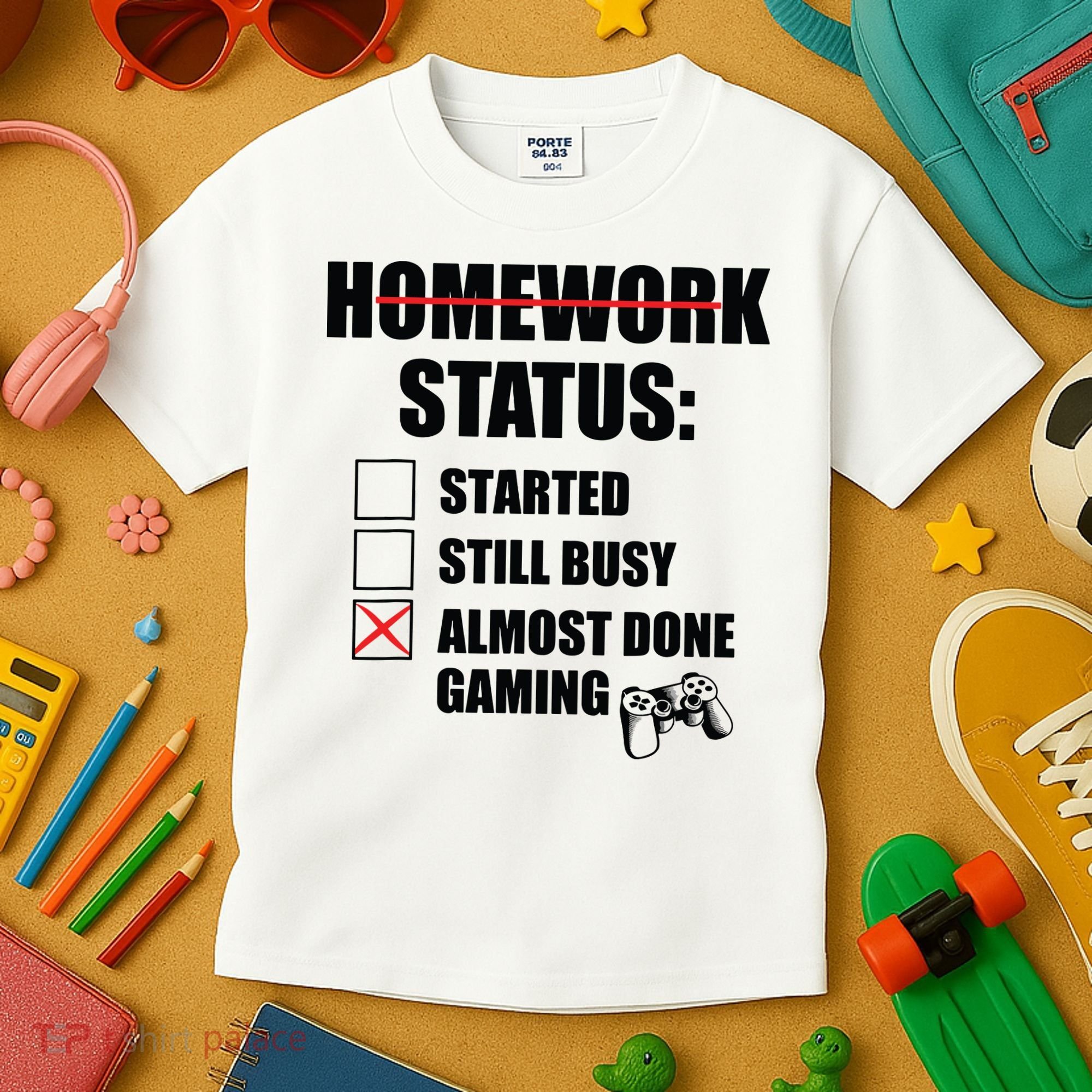 Funny Homework Status Still Busy Gaming Gamer Meme Kids T-Shirt