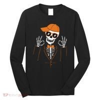 Funny Halloween Skeleton Hipster Bowtie Tuxedo Tux Long Sleeve Shirt thumb 0