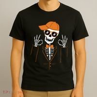 Funny Halloween Skeleton Hipster Bowtie Tuxedo Tux T-Shirt thumb 3