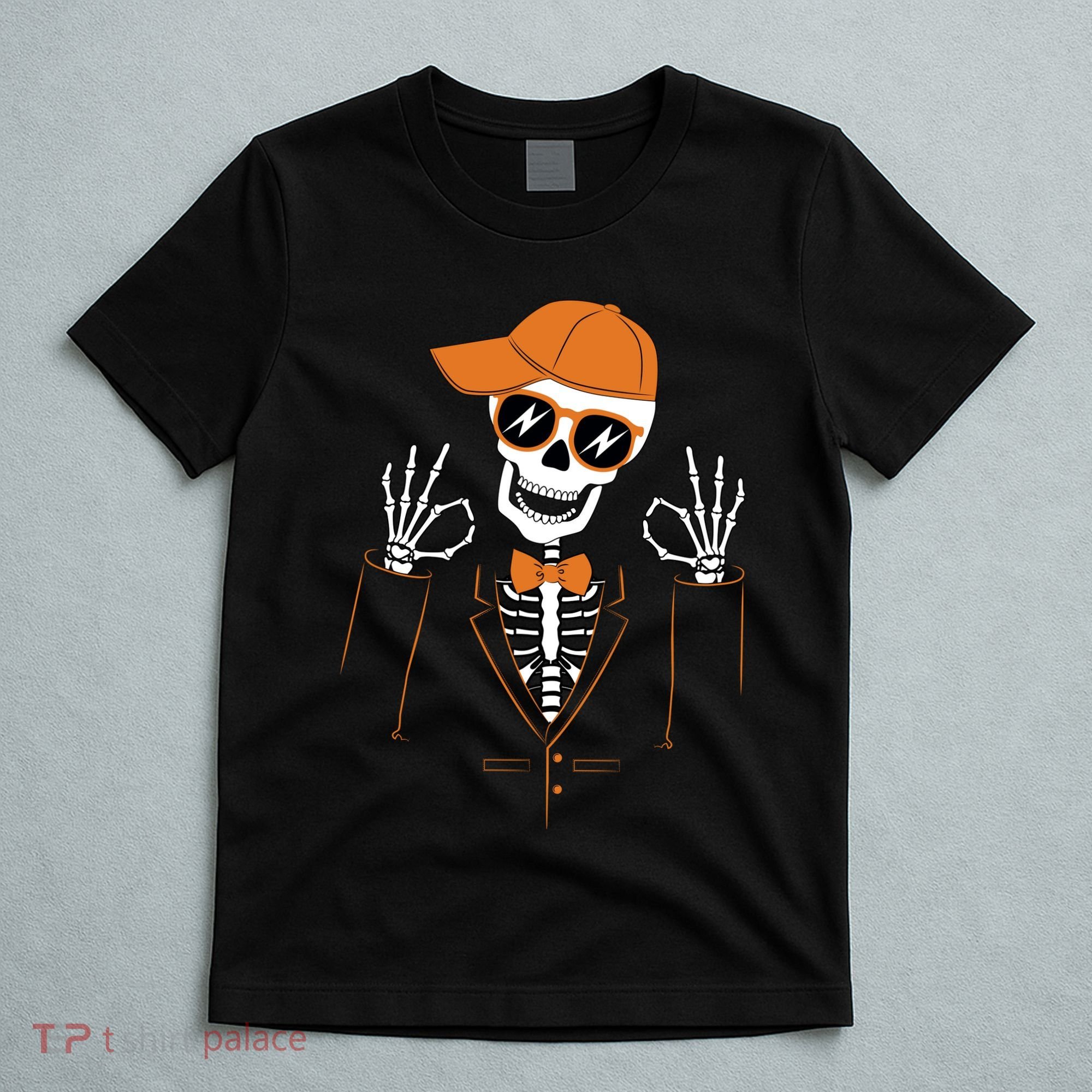 Funny Halloween Skeleton Hipster Bowtie Tuxedo Tux T-Shirt
