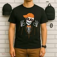 Funny Halloween Skeleton Hipster Bowtie Tuxedo Tux T-Shirt thumb 6