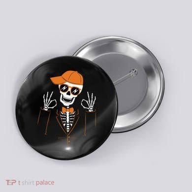 Funny Halloween Skeleton Hipster Bowtie Tuxedo Tux Button