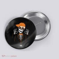 Funny Halloween Skeleton Hipster Bowtie Tuxedo Tux Button thumb 0