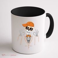 Funny Halloween Skeleton Hipster Bowtie Tuxedo Tux Coffee Mug thumb 1
