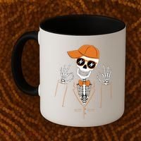 Funny Halloween Skeleton Hipster Bowtie Tuxedo Tux Coffee Mug thumb 2