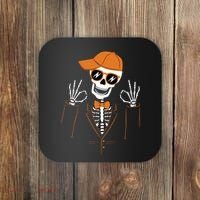 Funny Halloween Skeleton Hipster Bowtie Tuxedo Tux Coaster thumb 0
